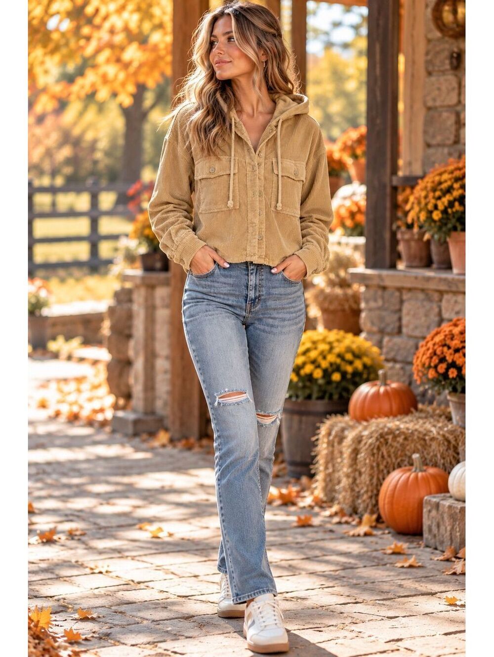 NWOT American Eagle corduroy, hooded oversized button-down